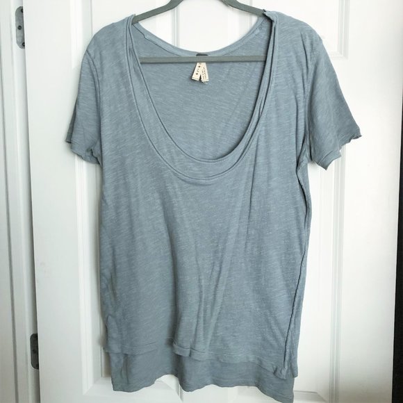Free People Tee Phoebe Drapey Layered T-Shirt - L - Picture 1 of 5